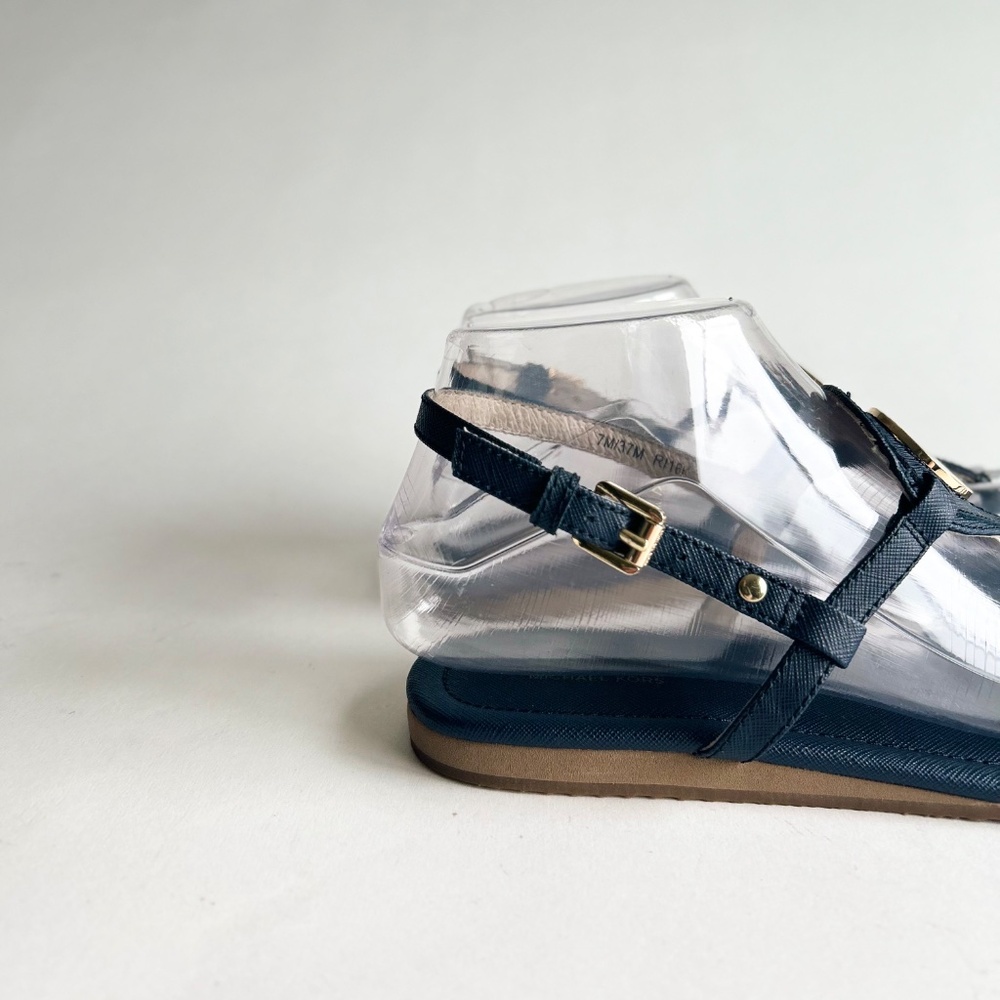 New Michael Kors Navy Crossgrain Leather Sandals size 7 - Picture 14 of 15